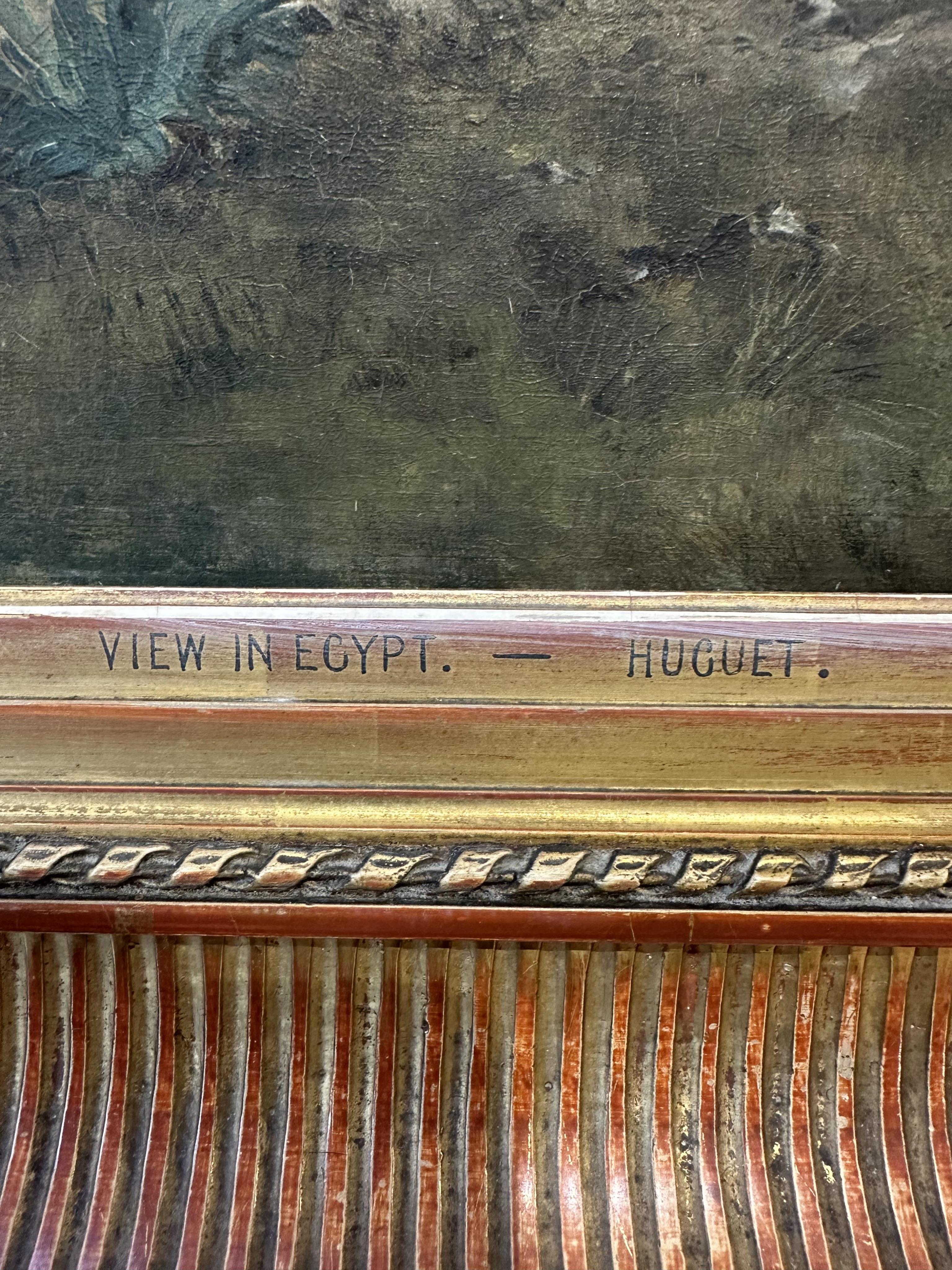 Victor-Pierre Huguet, French 1835-1902, Orientalist scene with Arabs on horseback